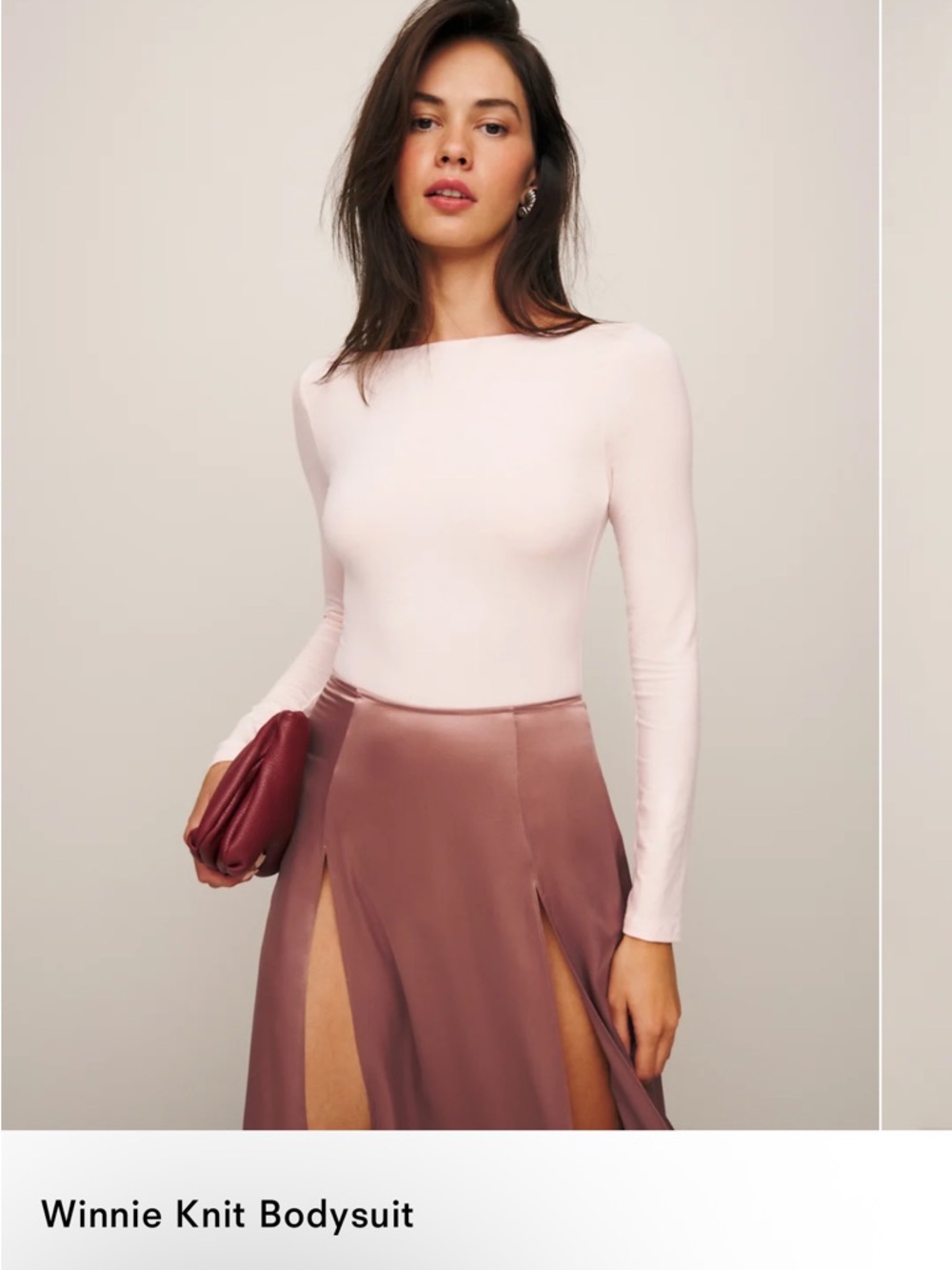 Reformation Winnie Knit Bodysuit Crystal Pink - Size S